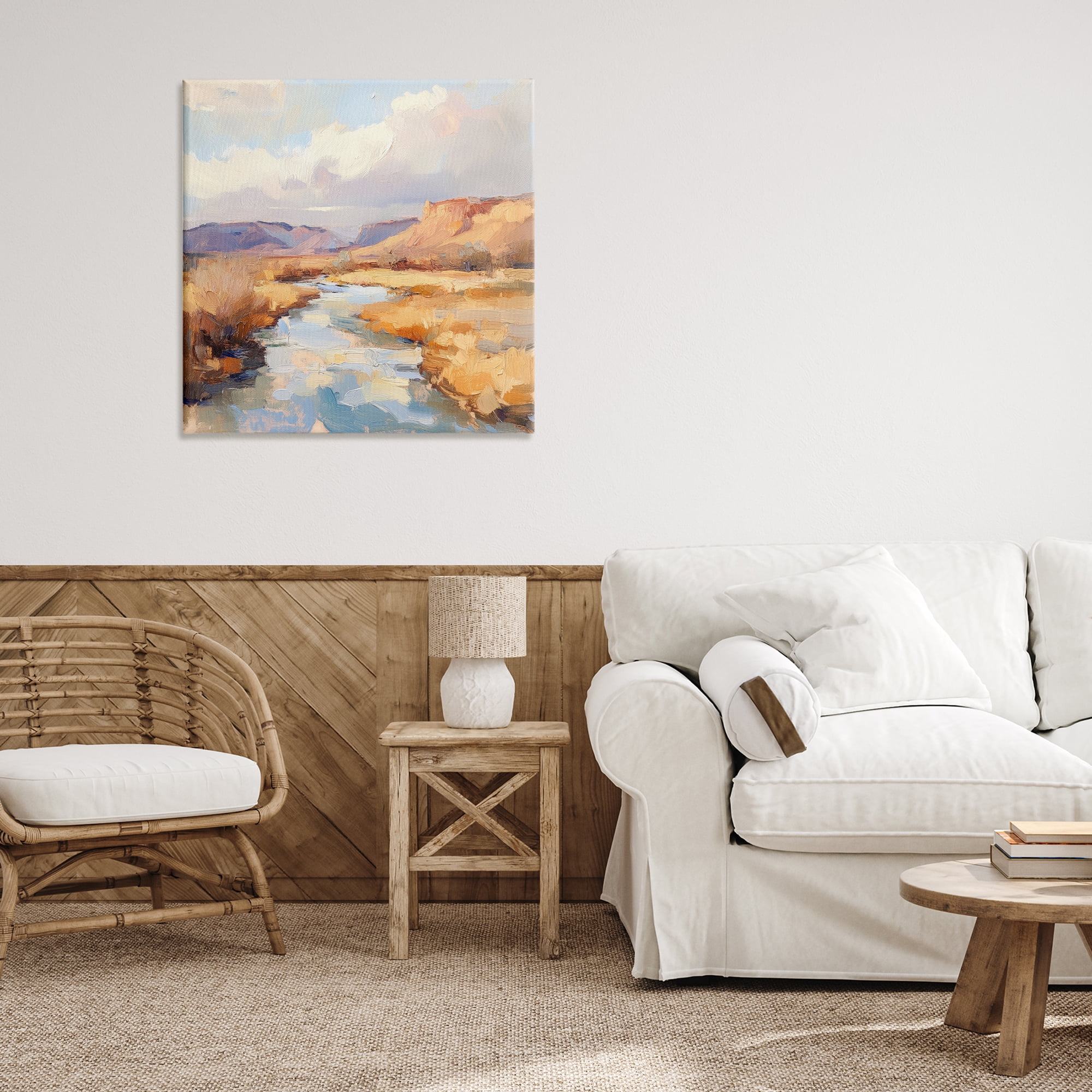 Stupell Industries Plateau River Evening Glow Canvas Wall Art, design by Petal Prints Design