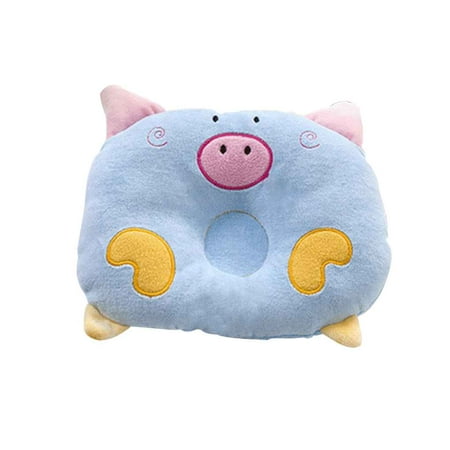 Cartoon Pig Shape Velvet Pillow Sleep Head Anti-rollover Cushion for Baby Infant Newborn (Best Temperature For Infant Sleep)
