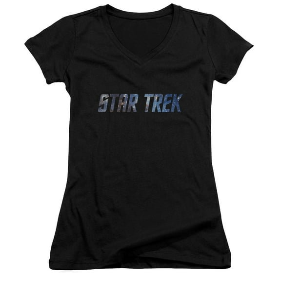 Star Trek Space Logo Junior Women's V-Neck T-Shirt Black