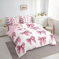 thumbnail image 3 of Homewish Kids Teenagers Cute Ribbon Bowtie Twin Bedding Sets 7-Piece,Cartoon Bow Knot Bedding Comforter Set Microfiber,Dreamy Princess Bow Breathable Sheet Sets,Lightweight Room Decor,Reversible, 3 of 8