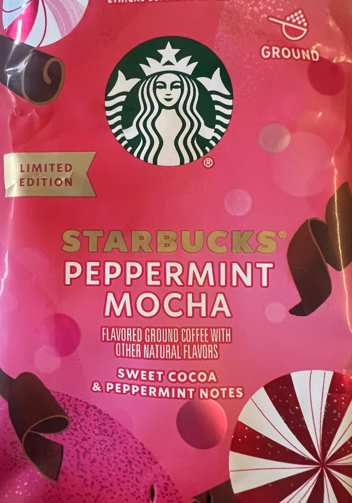 Starbucks Peppermint Mocha Flavored Ground Coffee, 11 Oz, Pack of 2