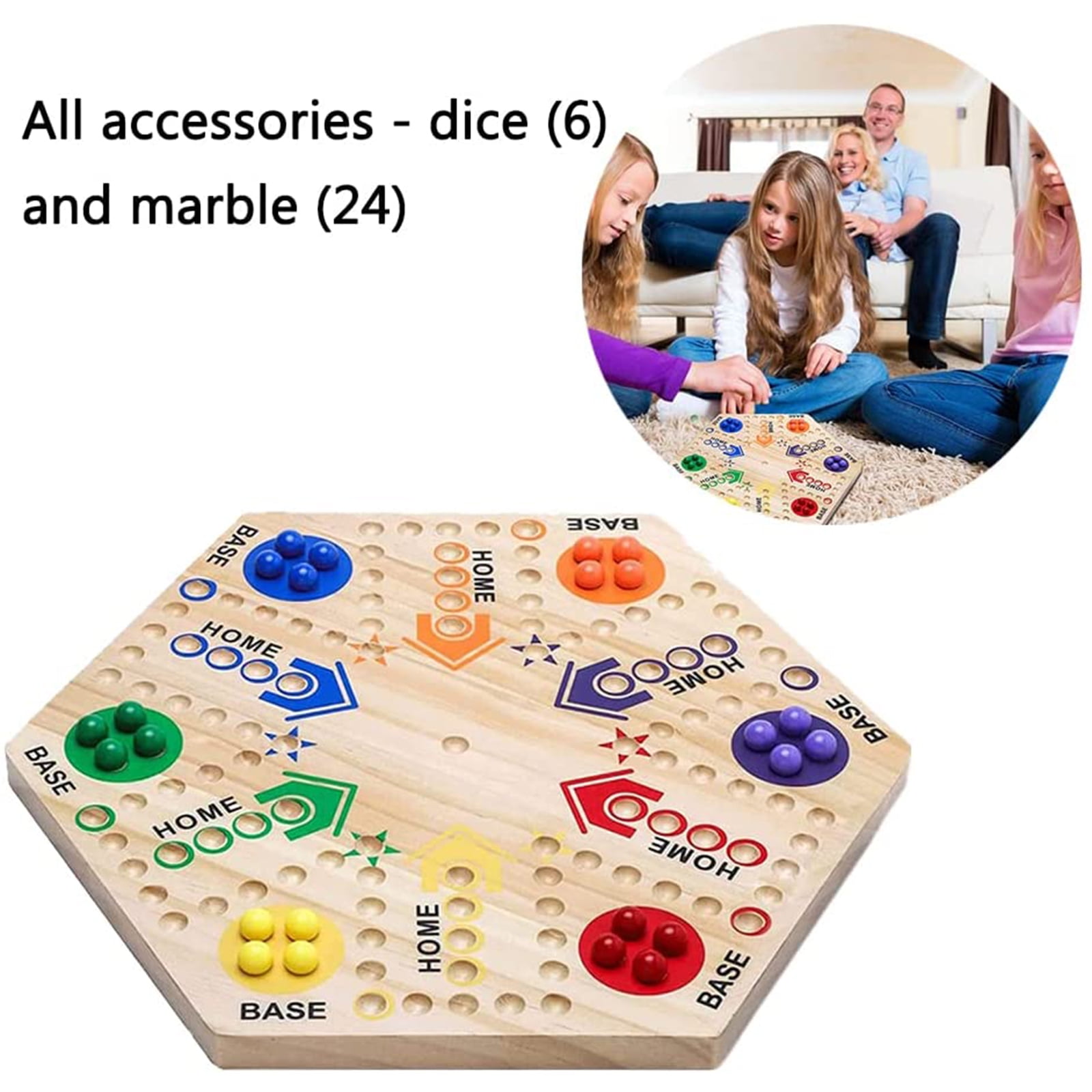 Marble Board Game Game Board Double Sided Painted 4 and 6 Player Fast Track  Board Game Wooden Family Board Games for Adults Kids and Family Game Night  - Walmart.com