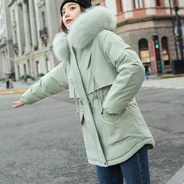 Womens Winter Coats Womens Winter Coats Fuzzy Fleece Thicken Jackets Sherpa  Lined Warm Heavy Jackets Windproof Outerwear with Fur Hood Coat 