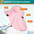 thumbnail image 3 of SUN CUBE Wide Brim Sun Hat with Neck Flap for Women UPF50+ Fishing, Pink, 3 of 9