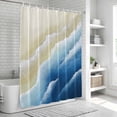 thumbnail image 6 of Navy Blue Ombre Beach Shower Curtain, Waterproof Shower Curtains for Bathroom, Summer Ocean Coastal Gradient Waves Washable Fabric Bathtub Curtain Set Bath Decor with 12 Hooks 72"x78", 6 of 8