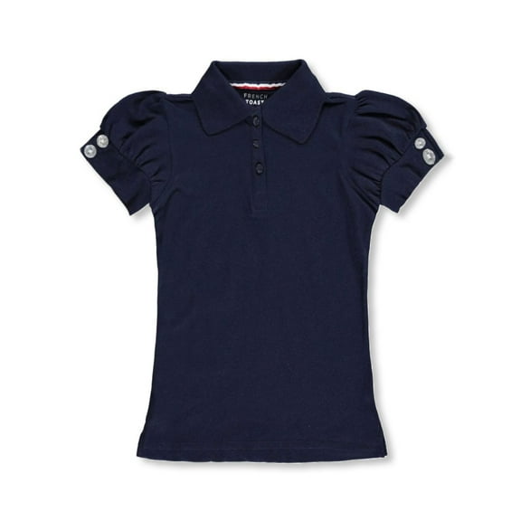French Toast Little Girls’ "Gem Cuffs" S/S Knit Polo (Sizes 4 - 6X) Color: navy Size: 7/8
