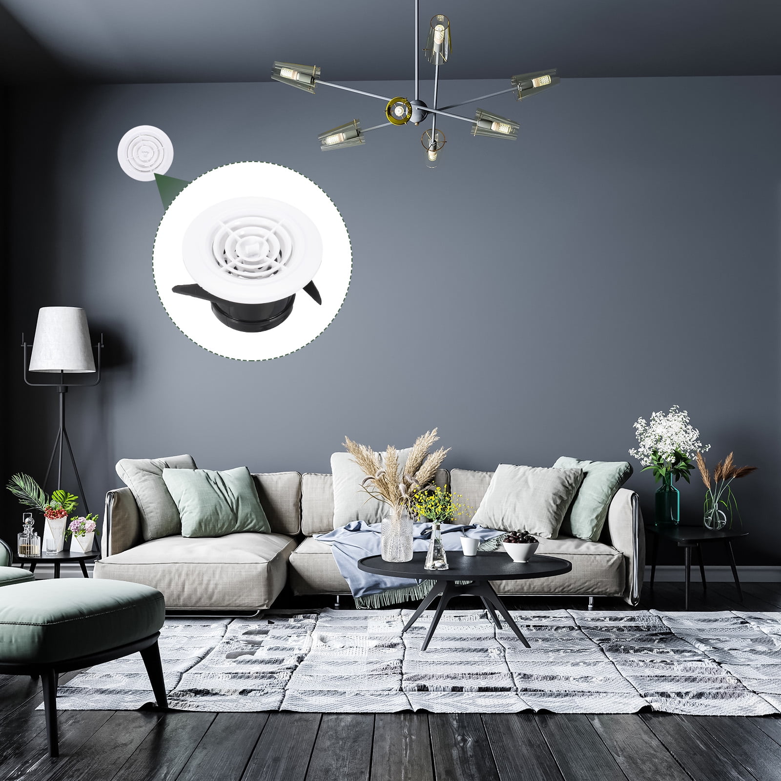 Uxcell 3 Inch Round Air Vent Cover, 4Pcs ABS Adjustable Soffit Vents for Home, White