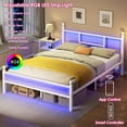 thumbnail image 4 of Fairy Full Size Bed Frame with Charging Station, Metal Frame with Power Outlet & Port, White, 4 of 8