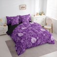 thumbnail image 2 of jejeloiu Rich Paisley 7pcs Queen Bedding,Exotic Pattern Bedding Comforter Set Queen For Adults,Purple White,Black Reversible, 2 of 7