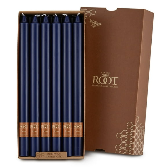 ROOT Candles Unscented Smooth Arista™ Taper Candles, 12-Inch Tall, Box of 12, Color: Abyss