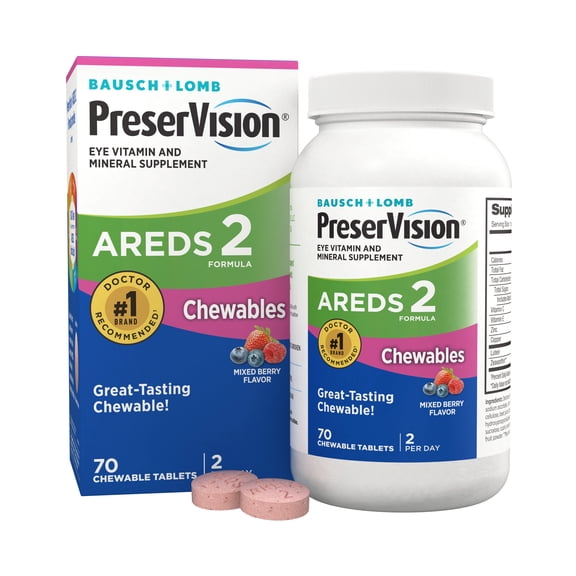 PreserVision AREDS 2 Eye Vitamins & Mineral with Lutein & Zeaxanthin, Chewables, 70Count