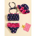 thumbnail image 3 of Bagilaanoe Newborn Baby Girls Swimsuits 3 Piece Bikinis Set Print Sleeveless Tops + Briefs + Hat 6M 12M 18M 24M Infant Swimwear Bathing Suit Beachwear, 3 of 9
