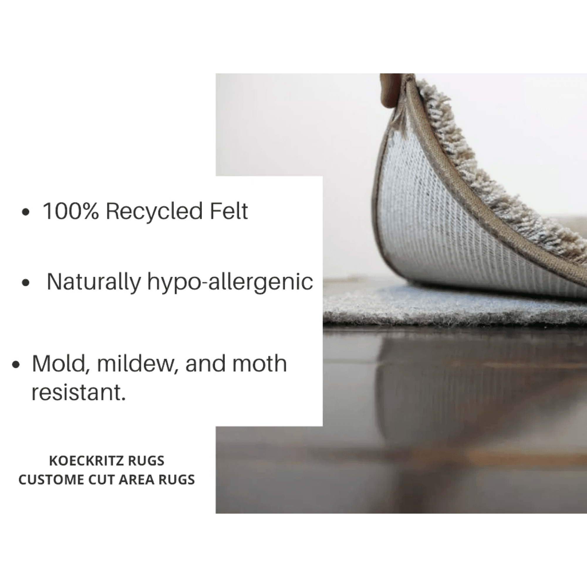 Koeckritz Rugs 32 oz 100% Recycled Felt Jute Rug Pad, 3/8" Thick, Indoor, 7'x9'