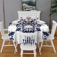 thumbnail image 2 of Blue and White Pioneer Flower Round Tablecloth 60" X 60",Wrinkle Wipeable Table Cloth for Kitchen Dining Room Picnic Patio Party, 2 of 6