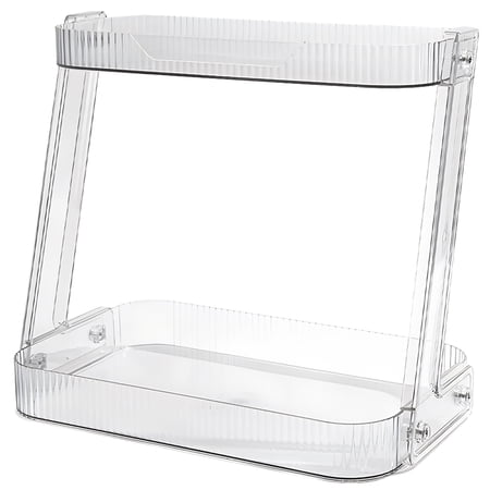 FOMIYES Transparent Countertop 2 Tier Storage Shelf for Cosmetics and Spices
