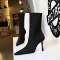 thumbnail image 2 of Zapatos de tacón alto elásticos con punta sencilla y estilo banquete para mujer, botas cortas de licra, sexys, clásicas, 2 of 5