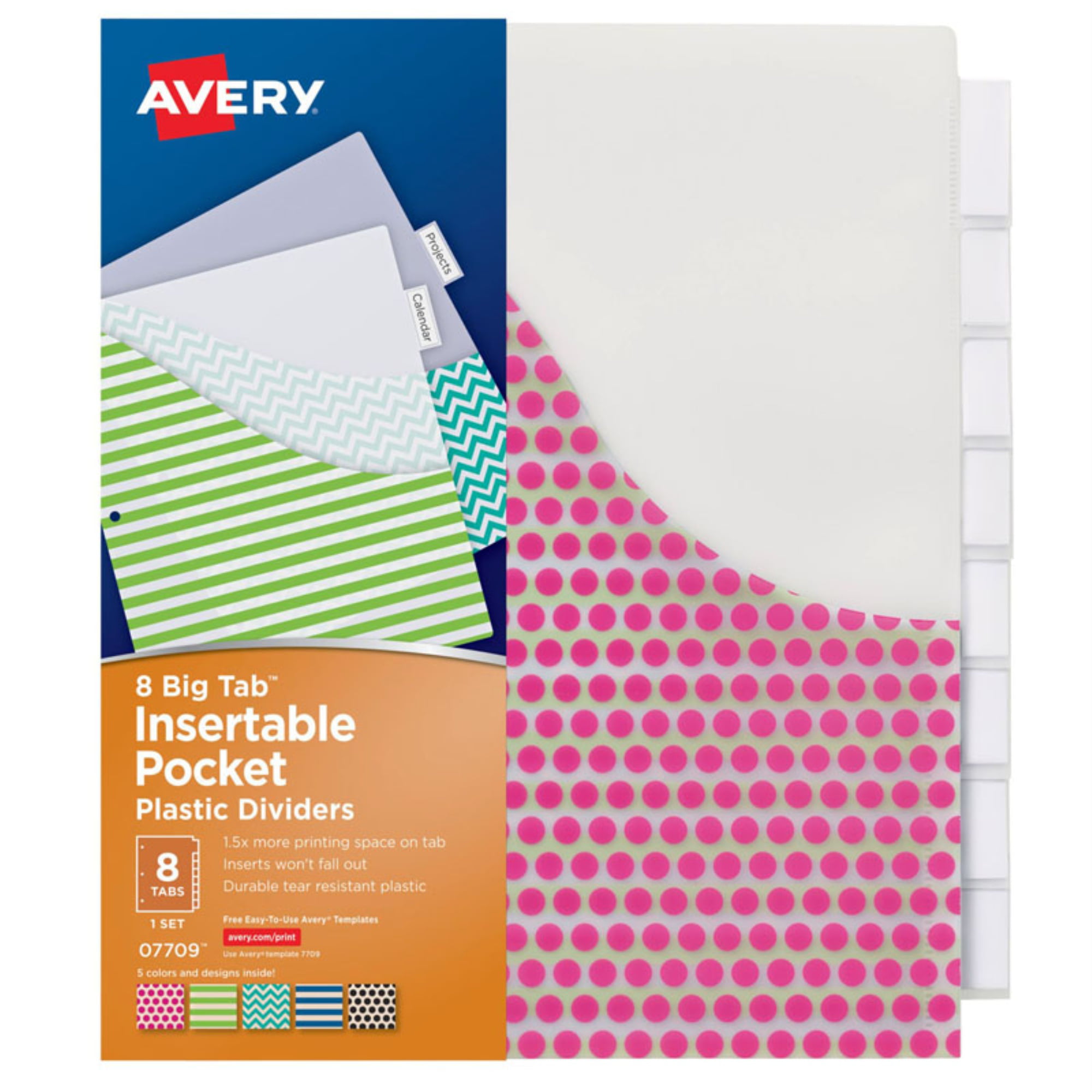 16362 Lime and Blue CD Size 5 per pack 5.125 x 6 Inches Avery Pocket Tabs 