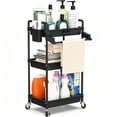 thumbnail image 1 of Carrito de almacenamiento rodante, Carrito utilitario de 3 niveles para organización de cuarto de lavado, Unidad de estantería móvil, Organizador de baño con toallero, rueda bloqueable, 1 of 4