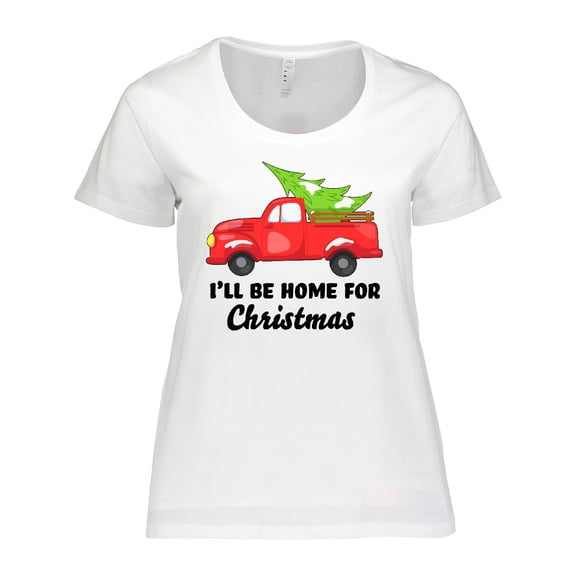 Inktastic I'll Be Home for Christmas Truck with Tree Women's Plus Size T-Shirt