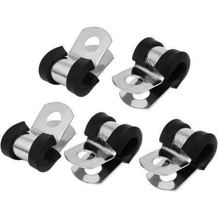 6mm Dia Clamps EPDM Rubber Lined P Clips Cable Hose Pipe Clamps Strap Clamps Holder 5pcs