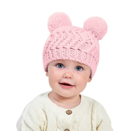 

EHTMSAK Children Pompom Cap Infant Baby Toddler Winter Hat Ski Knitted Beanie for Girl Boy Pink 6M-3Y One Size