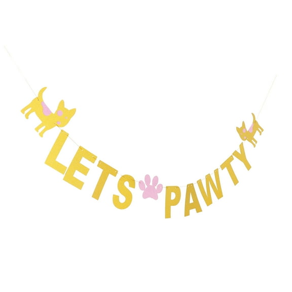 ULTNICE Hawaiian Luau Birthday Party Banner with Gold Paper for Pet Dog Owners 1 Set