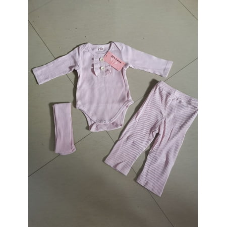 

Carolilly Baby Girl Bodysuit Pants Suit Cotton Round Neck Ruffle Long Sleeve Top Headband Knitting Trousers