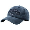 thumbnail image 1 of Washed Denim Baseball Cap Embroidered Letters Unisex York Style Dad Hat Adjustable Low Profile Casual Hat, 1 of 2