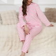 thumbnail image 3 of Fgvctg Pajama Sets for Women 2 Piece Comfy Flannel Lounge Set Knit Ribbed Loungewear Pajama Pullover Long Sleeve Pjs Loose Winter Outfits Hot Pink M, 3 of 5