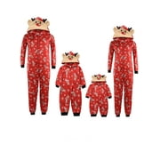 Matching Family Christmas Pajamas Set Hoodie Pajamas Reindeer Jumpsuit Holiday Pjs One Piece Hooded Sleepwear