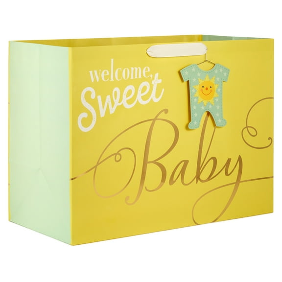 Hallmark Jumbo Horizontal Gift Bag (Welcome Sweet Baby on Yellow)