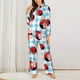 thumbnail image 2 of Balery Flowers and Lady Bugs Conjunto de Pijama con Estampado para Mujer, Conjunto de Dos Piezas con Manga Larga, Ropa de Dormir Suave con Bolsillos, Pijamas Cómodos-Large, 2 of 7