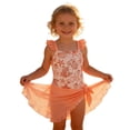 thumbnail image 3 of ibiyuan Girl Swimsuit Kids 2 Piece Adjustable Strap Bathing Suit Comfortable Colorful Contrast Girls Swimwear Tankini Ruched Rash Guard Bikini Bottoms Swimwear Shorts and Skirt, 3 of 4