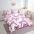 thumbnail image 4 of Manfei Dreamy Princess Bowknot 7pcs Bedding Comforter Set, Kawaii Cute Cartoon Bow Queen Bedding Sets, Teens Kids Girls Female Reversible Queen Sheet Sets, Lightweight Room Decor, 4 of 8