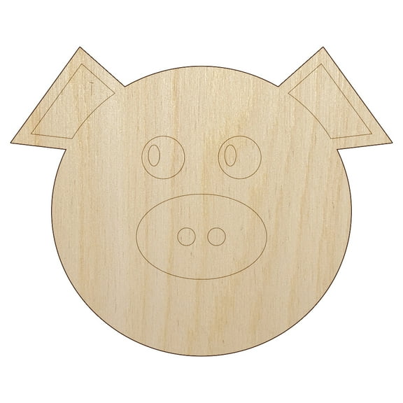 Cute Pig Face Wood Shape Unfinished Piece Cutout Craft DIY Projects - 4.70 Inch Size - 1/8 Inch Thick