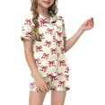 thumbnail image 1 of Ensemble de Pyjama en Satin pour Garçon, Imprimé Graphique, à Boutons, Tenue d'Intérieur, Ensemble de Pyjama, Tenue de Nuit, Pyjamas pour Filles 8-10 Ans, 1 of 5