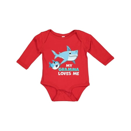 

Inktastic My Gramma Loves Me with Cute Sharks Boys or Girls Long Sleeve Baby Bodysuit