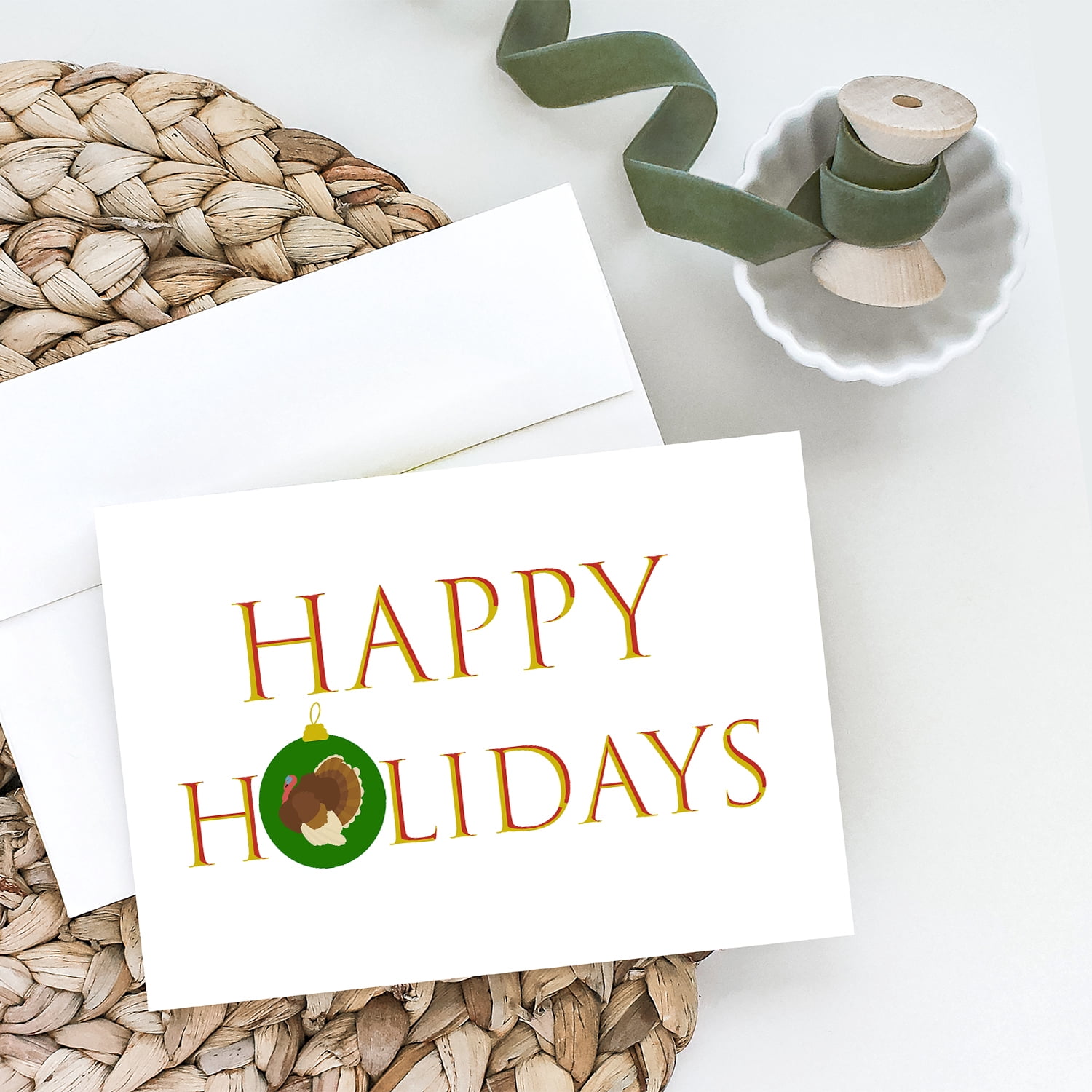 French Turkey Dindon Happy Holidays Christmas Greeting Cards and Envelopes Pack of 8 7 in x 5 in