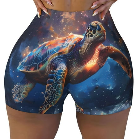 Workout Shorts Women  Night Sky Turtle Biker Shorts for Women Running Gym Spandex Shorts Tummy Control