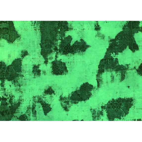 Ahgly Company Indoor Rectangle Abstract Green Modern Area Rugs, 2' x 4'