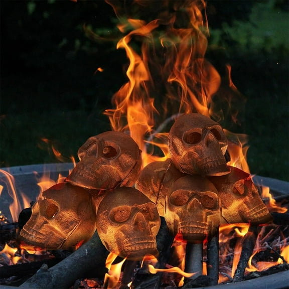 Wadada Halloween Fire Pits Skulls, Reusable Ceramic Fire Pit, Human Skull Fire Pit Halloween Party Decorations, Fireproof Ceramic Firepit for Bonfire, Campfire, Fireplace, Skeleton Head Home Decor