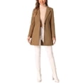 thumbnail image 2 of INSPIRE CHIC Women's Classic Notched Lapel Long Sleeves Long Overcoat L Camel, 2 of 6