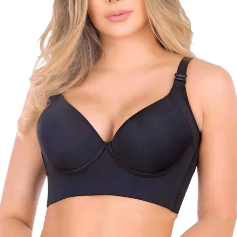 Biplut Lady Bra Solid Color Padded Correct Your Posture Uplift Bra Widened  Strap Adjustable Straps Full Back Coverage Push Up Comfortable Women Bras  Daily Wear Clothes 