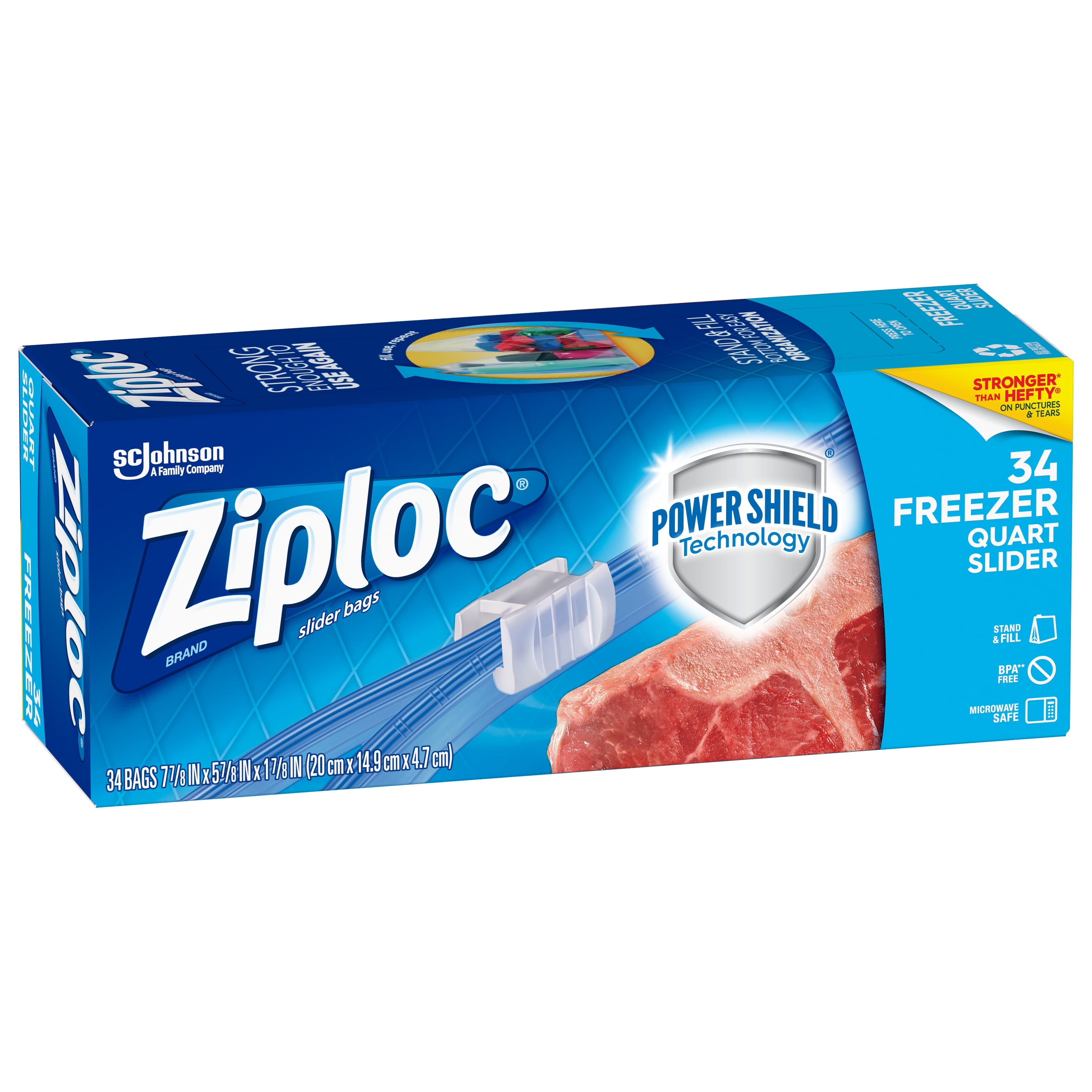 Ziploc® Brand Slider Freezer Bags with Power Shield Technology