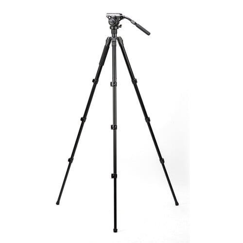 Fotopro S5i Heavy-Duty Video Tripod with Fluid Head, 63" Professional Tripod for Camera, 1/4"-20 and 3/8"-16 Mounting Screws, Max Load 11.02 lbs, Black