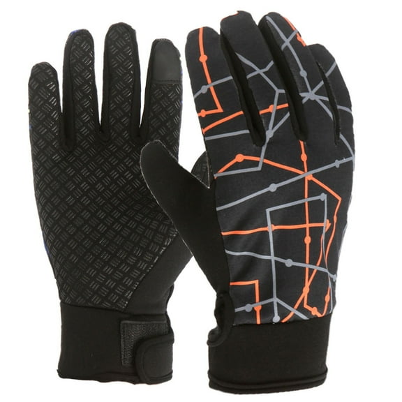 GHSOHS Gloves Winter Outdoor Men and Women Snow Skating Snowboarding Windproof Warm Ski Gloves Thick Thermal Snow Driving Gloves Winter Gloves for Men Orange Finger Gloves Mittens