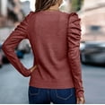 thumbnail image 6 of Royisotas Plain Women Tops Fall Long Sleeve Casual Wine Shirts for Women Plus Size Loose Fit Crew Neck Velvet Puffy Sleeve T-Shirts, 6 of 6