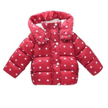

ZHUASHUM Kids Children Toddler Infant Baby Boys Girls Cute Polka Dot Long Sleeve Winter Coats Jacket Hooded Outer Outwear Outfits Clothes
