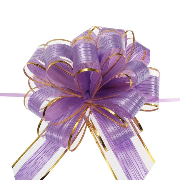 10uds 7 Pulgadas Grande Tirar Lazo Regalo Envoltura Lazos Cinta Organza Lavanda Púrpura para Boda Cestas Regalos Navidad Fiesta Unique Bargains