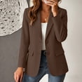 thumbnail image 2 of QATAINLAV Women's Blazers Fall Long Sleeve Cardigan Lapel Button Down Solid Suit Jacket with Lined Office Work Clothes Brown XXXL, 2 of 10